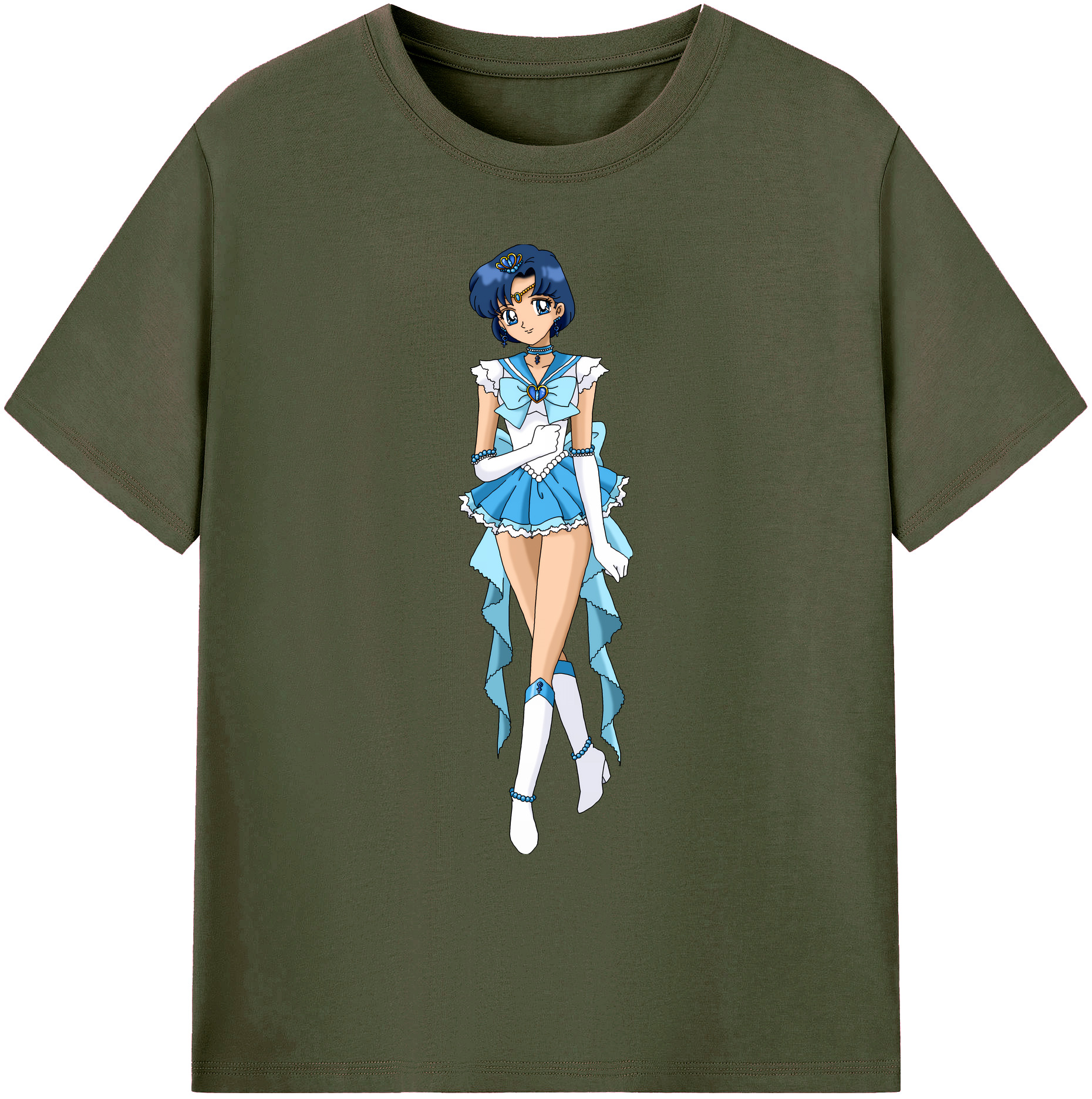（画像用） 美少女戦士セーラームーン 水野 亜美 みずの あみ Sailor Moon Mizuno Ami 綿100％ メンズ半袖Tシャツ｜肌触りやわらか＆通気性